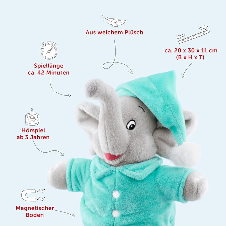 tonies Hörfiguren Plüsch für Toniebox, Benjamin Blümchen – Gute-Nacht-Geschichten, Hörspiel mit 8 sü