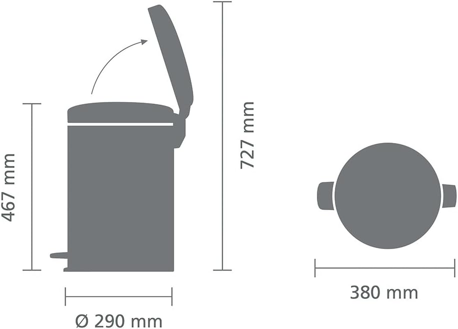 Brabantia 113987 Treteimer mit Inneneimer aus Kunststoff, stahl, Brilliant Steel, 20 Liter Brilliant