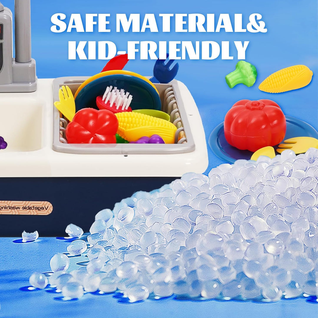 Spielspüle Kinder,Küchenspüle Spielzeug Set mit Wasserkreislauf, Elektrischem Wasserhahn,Rollenspiel
