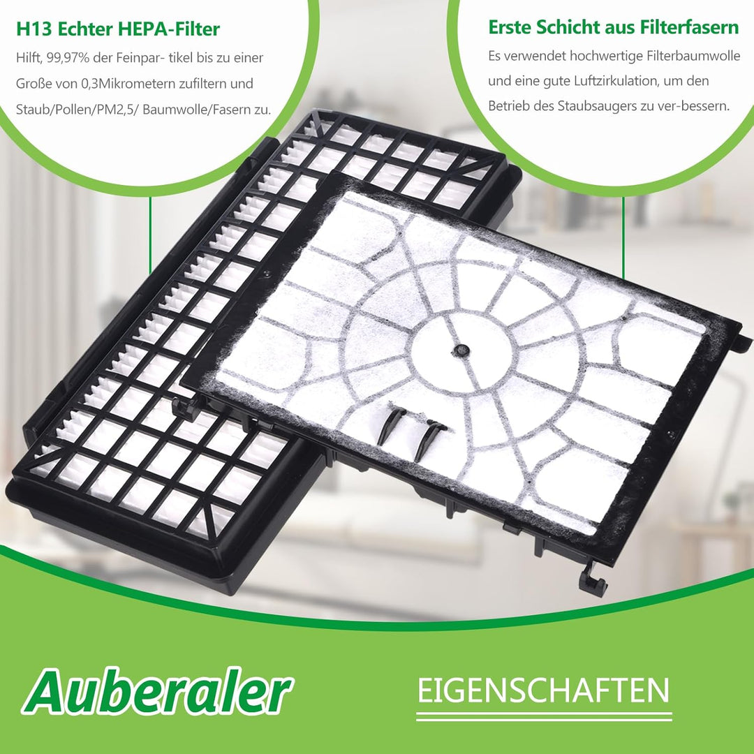 2x HEPA Filter + 2x Motorfilter Kompatibel mit Siemens Q5.0 VSQ5X1230 Extreme SilencePower Staubsaug