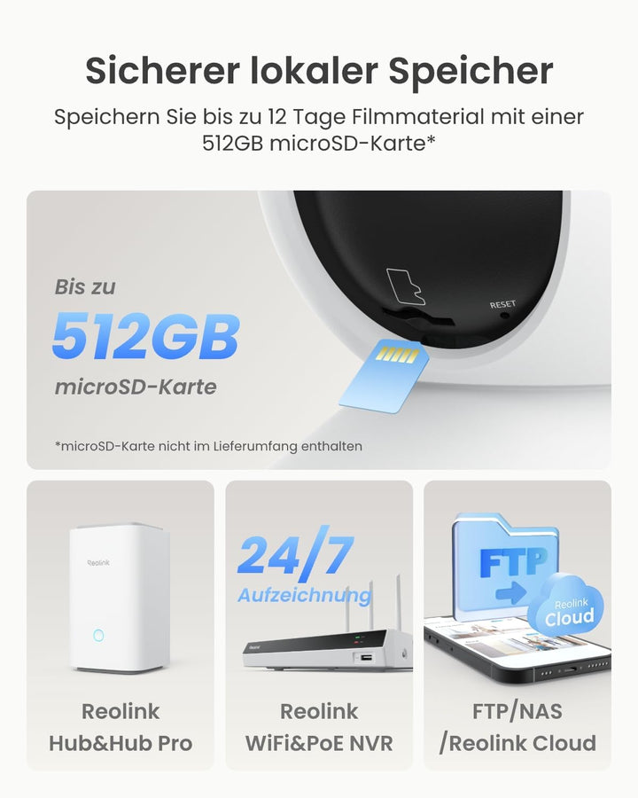 Reolink 4K PTZ WLAN Überwachungskamera Innen, 2,4/5 GHz Wi-Fi 6, Babyphone mit Kamera, 3X Optischer