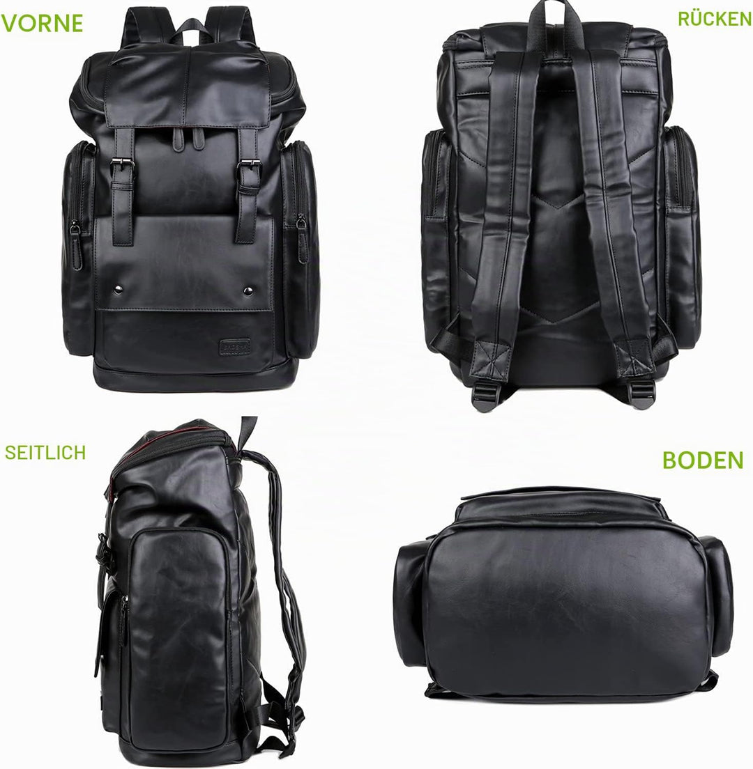 BAOSHA BP-16 PU Leder Casual Rucksack College Rucksack Daypack Schwarz