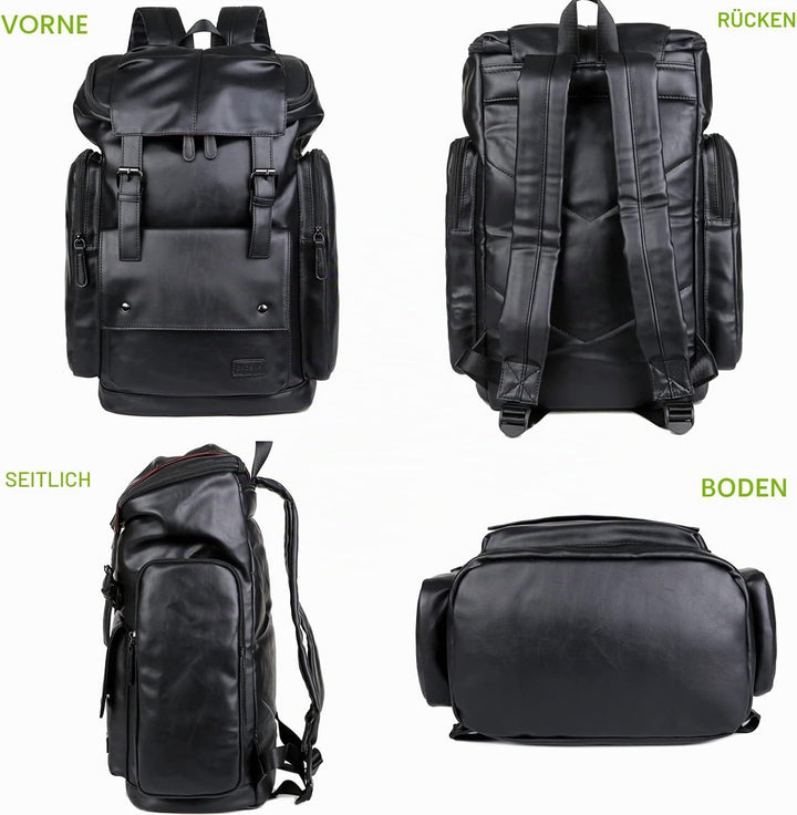 BAOSHA BP-16 PU Leder Casual Rucksack College Rucksack Daypack Schwarz