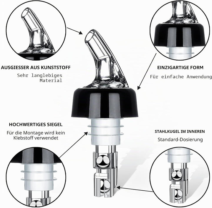 Flaschenausgiesser 12 Stück Dosierer 3cl Auto-Pour Ausgiesser Schnapsspender Flaschendosierer Ausgus