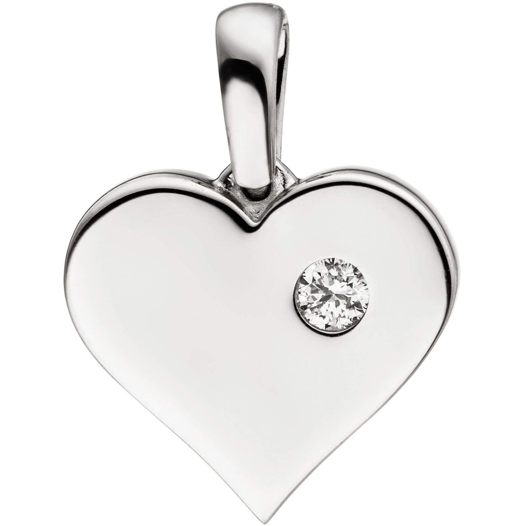 JOBO Damen-Anhänger Kleines Herz aus 585 Weissgold mit Diamant