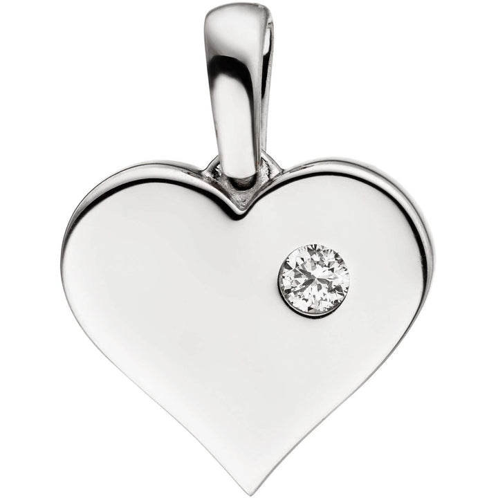 JOBO Damen-Anhänger Kleines Herz aus 585 Weissgold mit Diamant