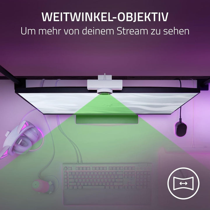 Razer Kiyo V2 X - Full-HD-Webcam 1080p, 60 FPS für Creators - Autofokus - Weitwinkel-Objektiv - Inte