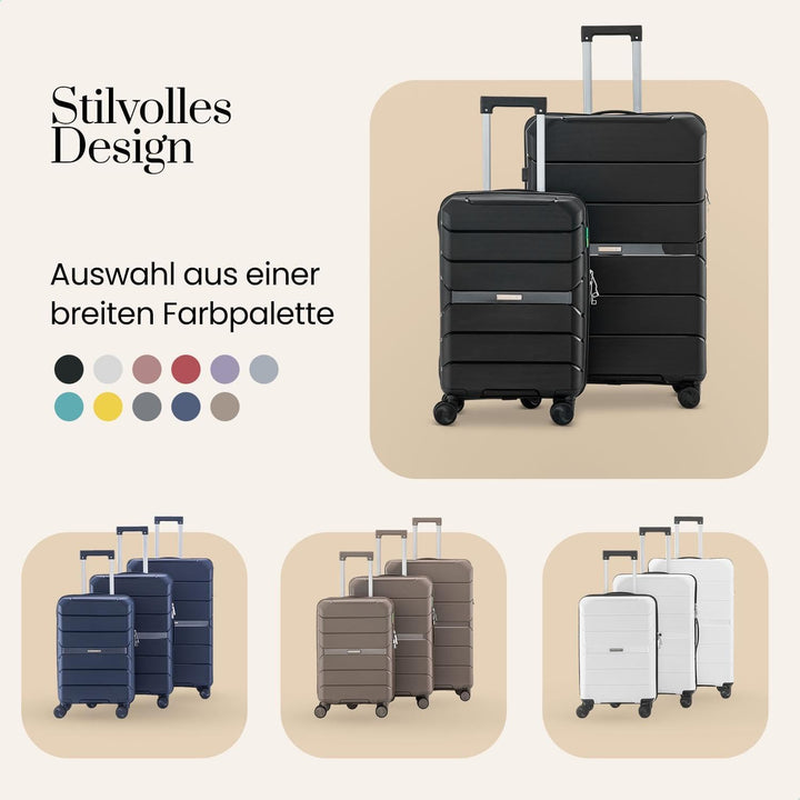 Urban Adventurer Reisekoffer 79L – Beige – Trolley mittelgross Hartschale mit Zahlenschloss &amp; 4 Roll