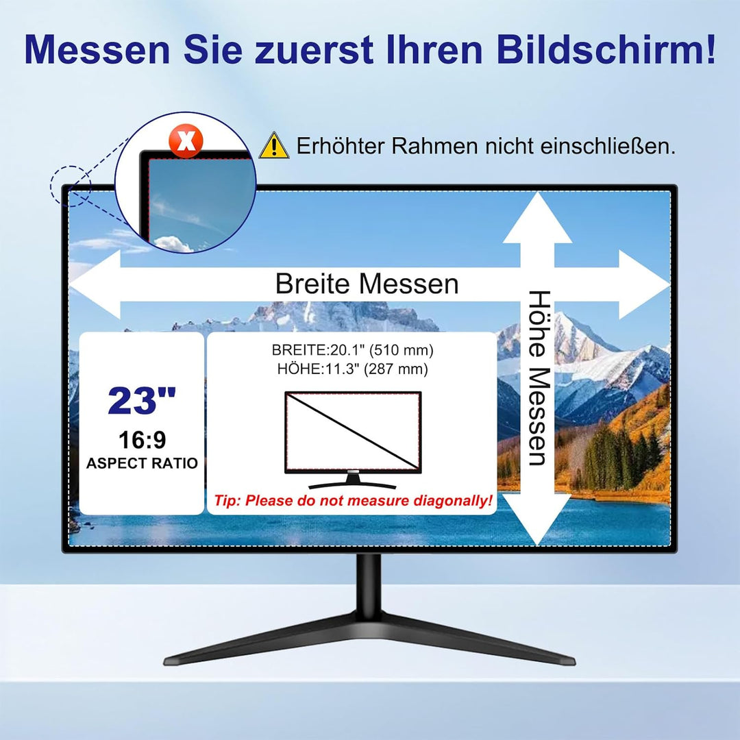 23 Zoll Monitor Blickschutzfilter für 16:9 Seitenverhältnis, Blendfrei Blaulichtfilter Computer Priv