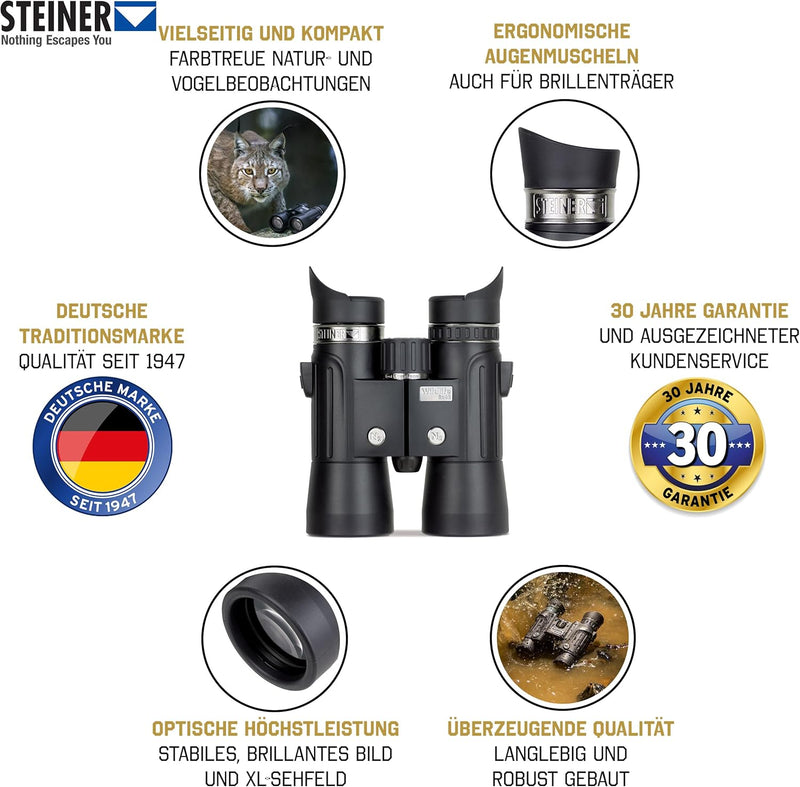 STEINER Fernglas Wildlife 8x42 - Deutsche Qualitätsoptik, Stabiles Bild, Grosses Sehfeld, Hohe Farbt