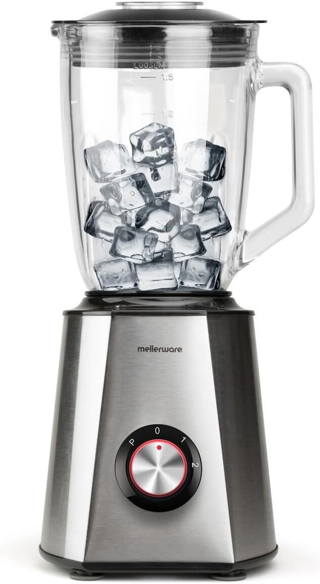 Mellerware Mixy! 1500 W | Glaskanne mit 1,5 l | 2 Geschwindigkeiten + Turbo | professioneller Lebens