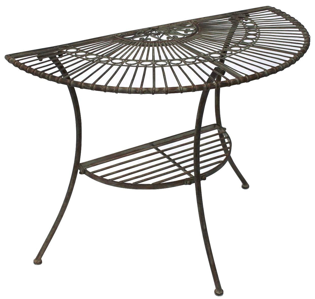 DanDiBo Tisch Halbrund Wandtisch Malega 100531 Beistelltisch aus Metall 100 cm Gartentisch Halbtisch