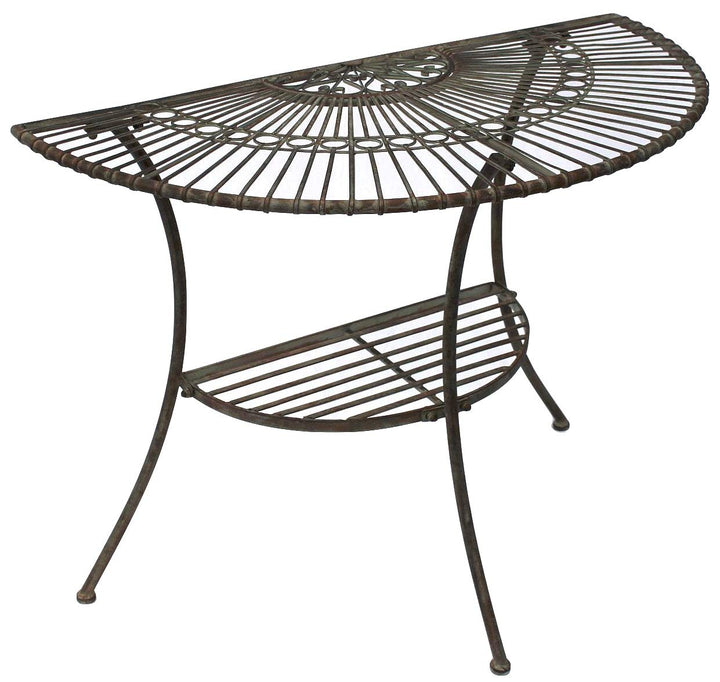 DanDiBo Tisch Halbrund Wandtisch Malega 100531 Beistelltisch aus Metall 100 cm Gartentisch Halbtisch