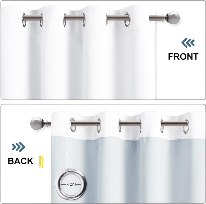 PONY DANCE Schallschutz Vorhang Weiss Lichtundurchlässige Vorhänge mit Ösen Gardienen 2-Set H 240 x