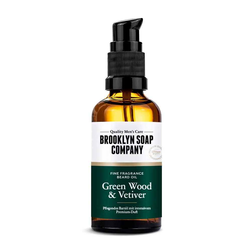 Brooklyn Soap Company, Bartöl 50 ml Green Wood & Vetiver - Pflegendes Bart Öl für Herren - Für die t
