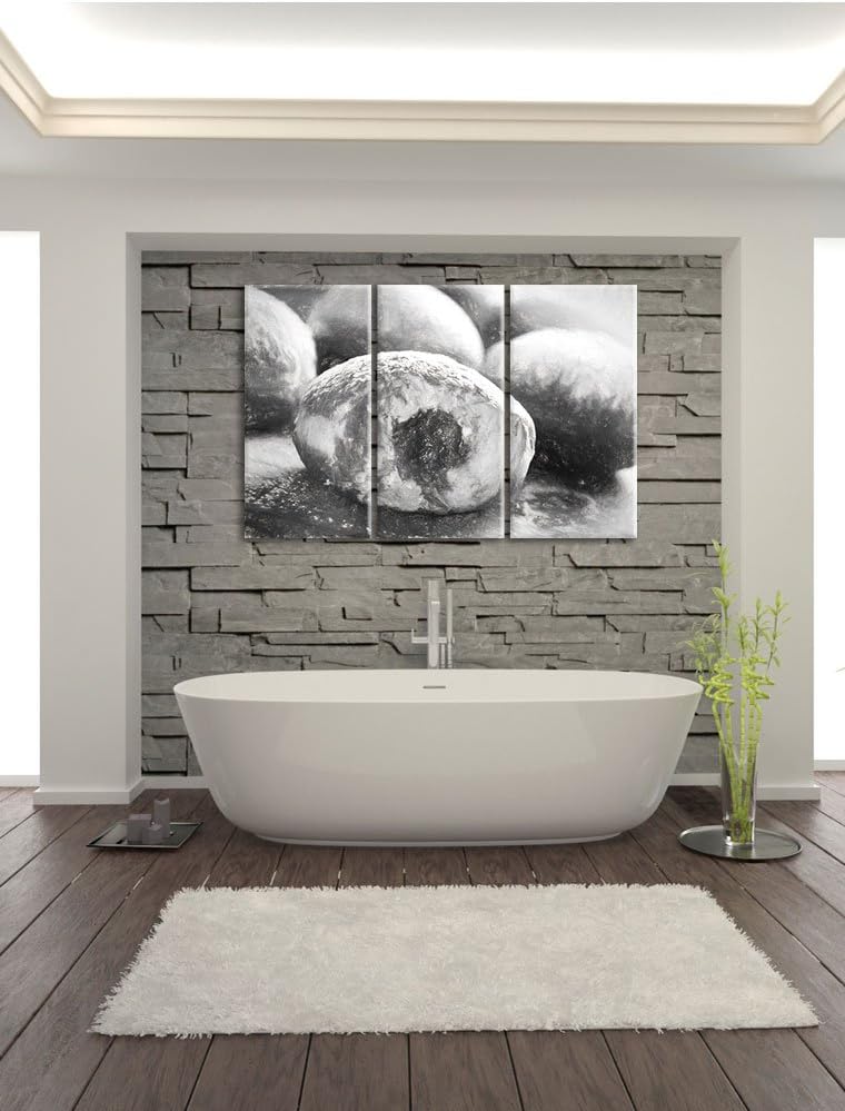 Pixxprint Lecker gefüllte Krapfen Kohle Zeichnung Effekt 3-Teiler Leinwandbild 120x80 Bild auf Leinw