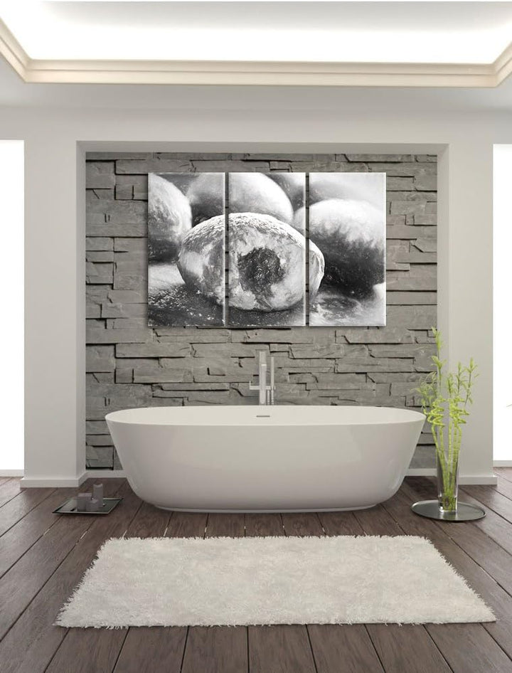 Pixxprint Lecker gefüllte Krapfen Kohle Zeichnung Effekt 3-Teiler Leinwandbild 120x80 Bild auf Leinw