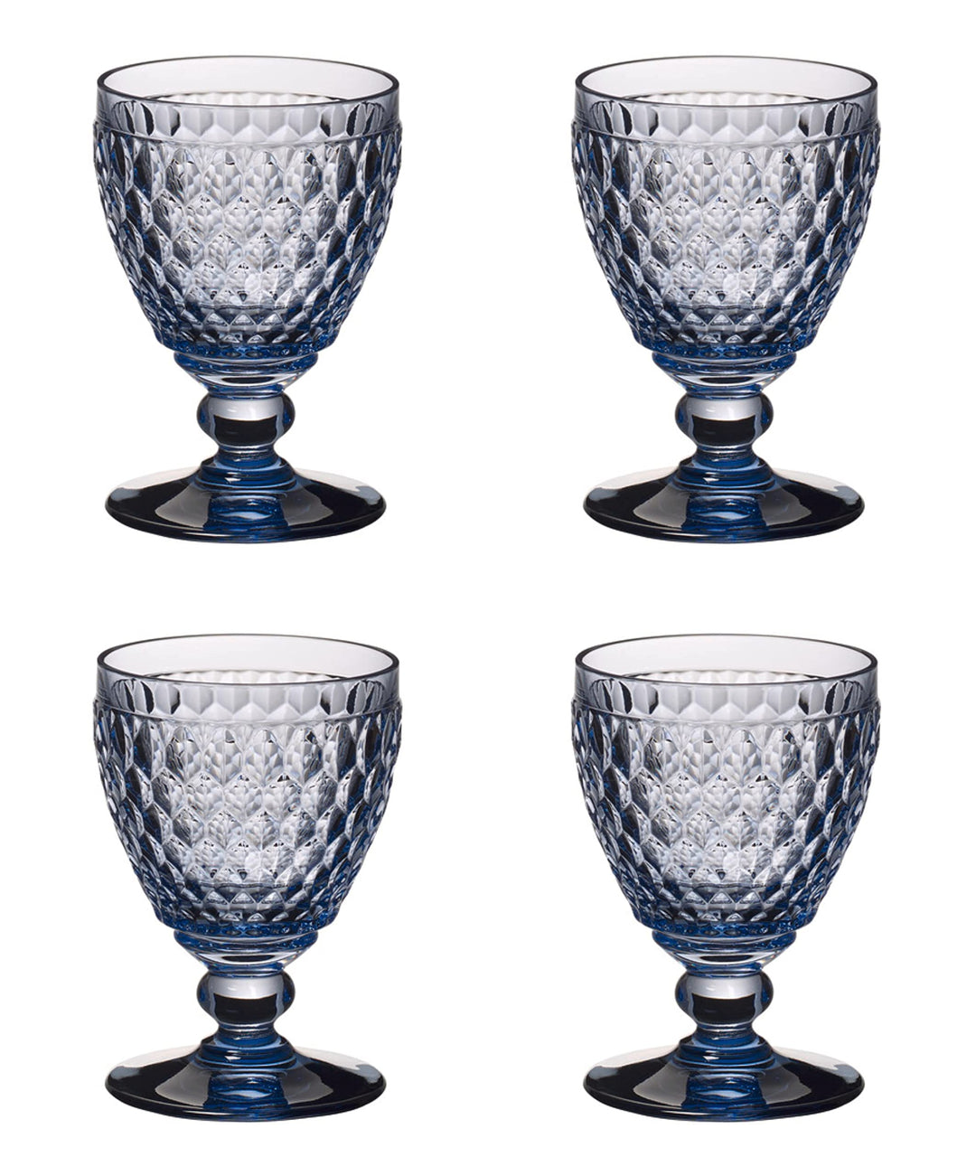 Villeroy & Boch Boston 4er Set Boston Coloured Kelch, Weissweinglas auf Fuss blau
