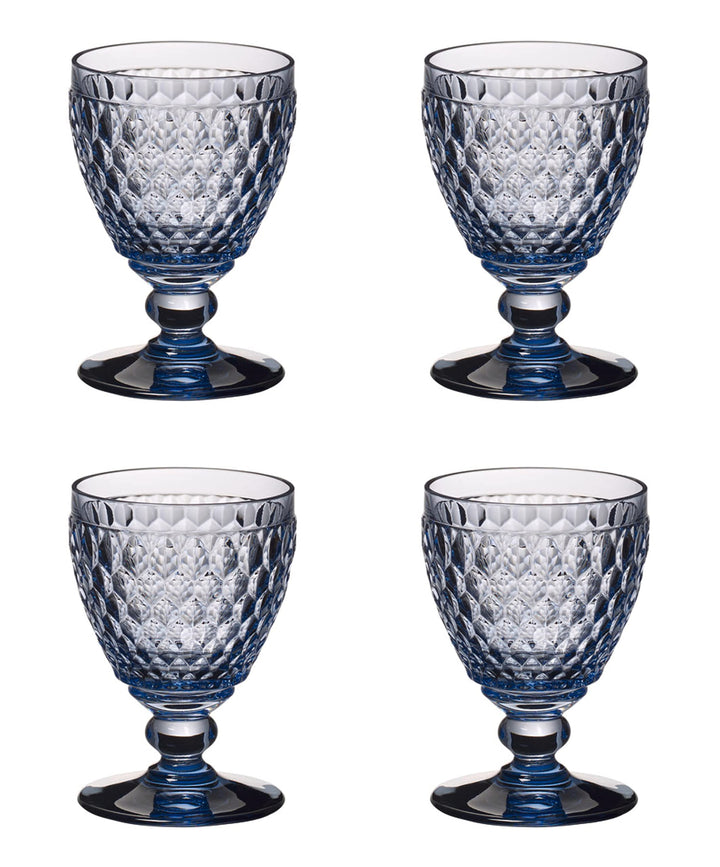 Villeroy & Boch Boston 4er Set Boston Coloured Kelch, Weissweinglas auf Fuss blau