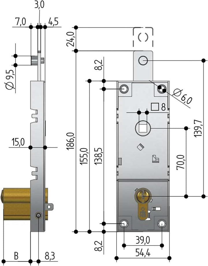 Prefer B.561.0810 Moveable Sfilo Cylinder Lock