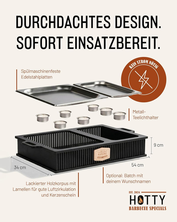 INEXTERIOR Hotty Legacy Warmhalteplatte fürs Grillen – BBQ-Design Speisenwärmer – Stövchen für Grill