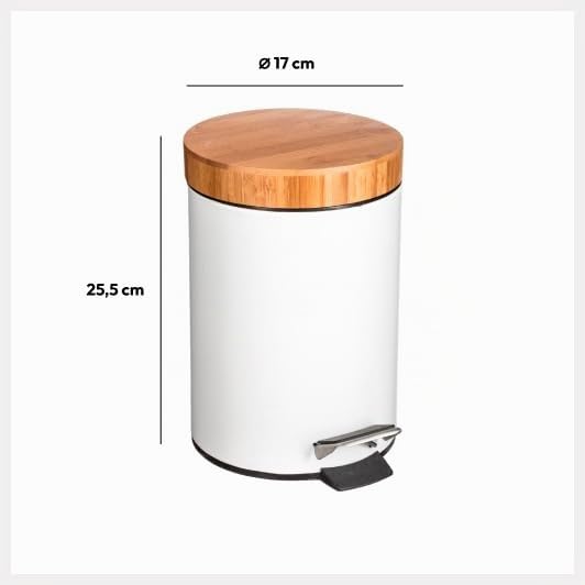 5five - mülleimer mit bambusdeckel 3l naturéo weiss