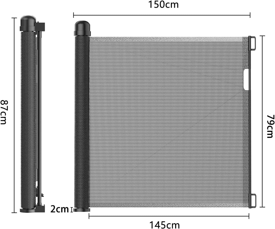TATIVALO Treppenschutzgitter Ausziehbar 0-150cm Schwarz, Treppenschutzrollo Türschutzgitter für Baby