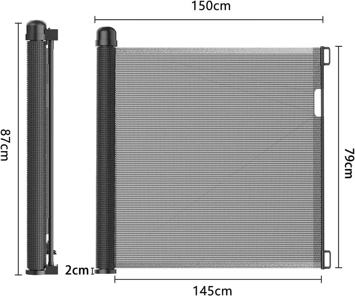 TATIVALO Treppenschutzgitter Ausziehbar 0-150cm Schwarz, Treppenschutzrollo Türschutzgitter für Baby