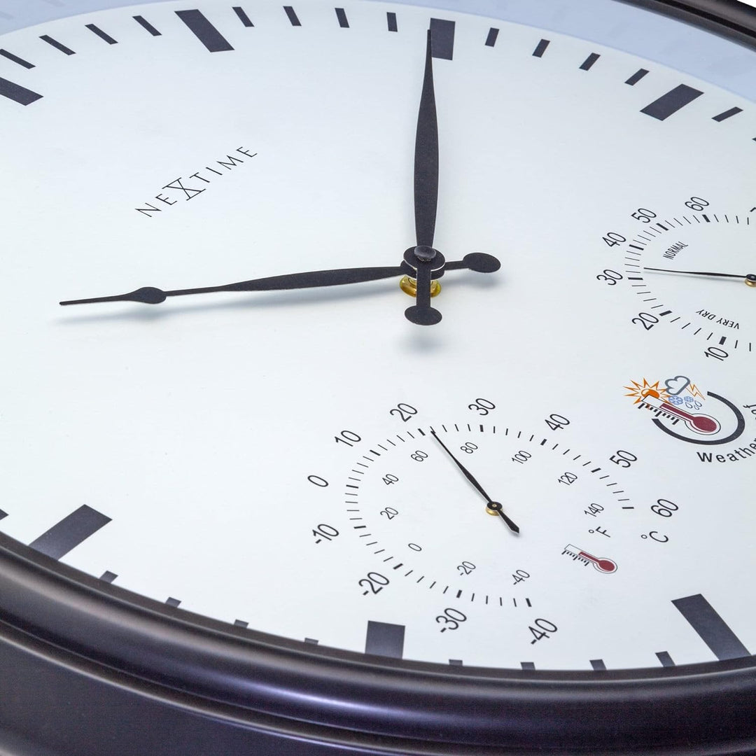 NeXtime 4306ZW Wanduhr, Kunststoff, Schwarz, 50.8cm