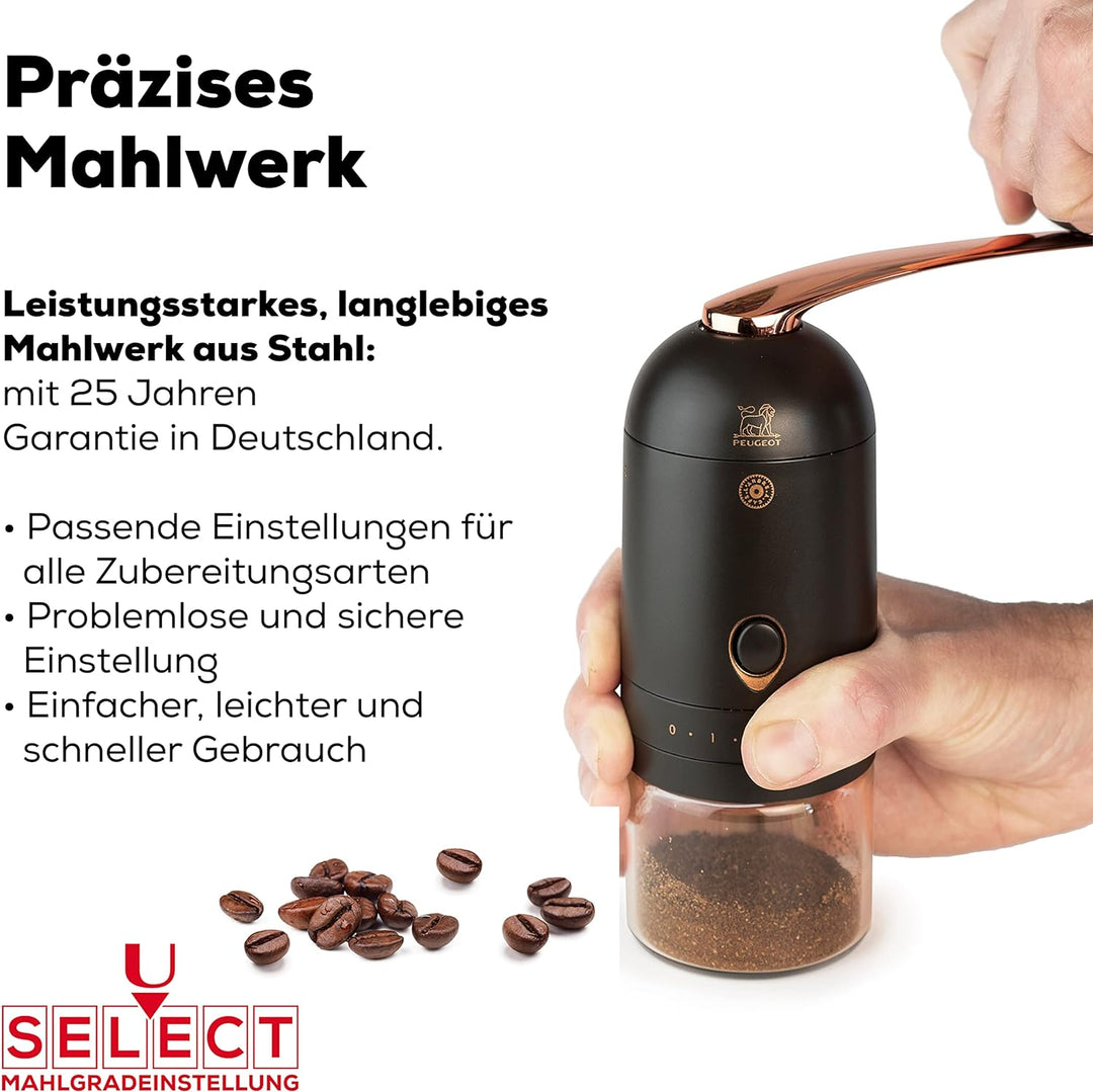 Peugeot Kaffeemühle L'Arbre à Café u‘Select 20 cm Schokolade I Hochwertige Espresso- & Kaffeemühle m