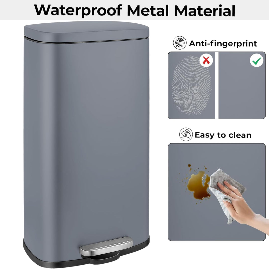 LIFERUN Mülleimer Küche 30l, Abfalleimer mit Deckel, Softclose Treteimer aus Stahl, mit Inneneimer f