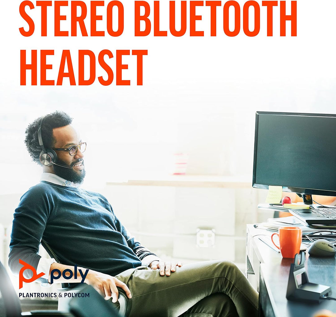 Poly - Voyager Focus 2 Office USB-A (Plantronics) - Bluetooth Dual-Ear (Stereo) Headset with Boom Mi