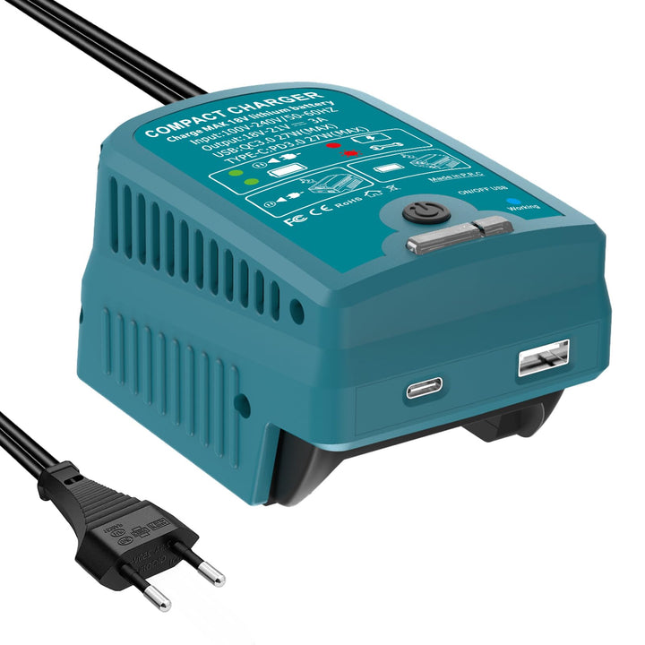 Musik ladegerät für Makita 18V BL1830 BL1850 BL1860 Batterie, mit USB und Typ-C-Ausgang, 110V 3A Sch