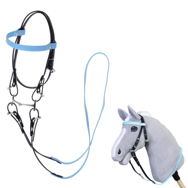 LarDen Hobby Horse Trense mit Zügeln | Komplettes Zaumzeug ohne Nasenriemen Light Blue | Hobbyhorse