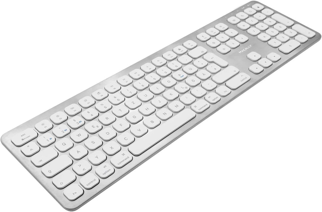 Macally BTWKEYMB-DE, erweiterte Quick-Switch Bluetooth Funk-Tastatur für Mac, PC, iOS und Android, Z