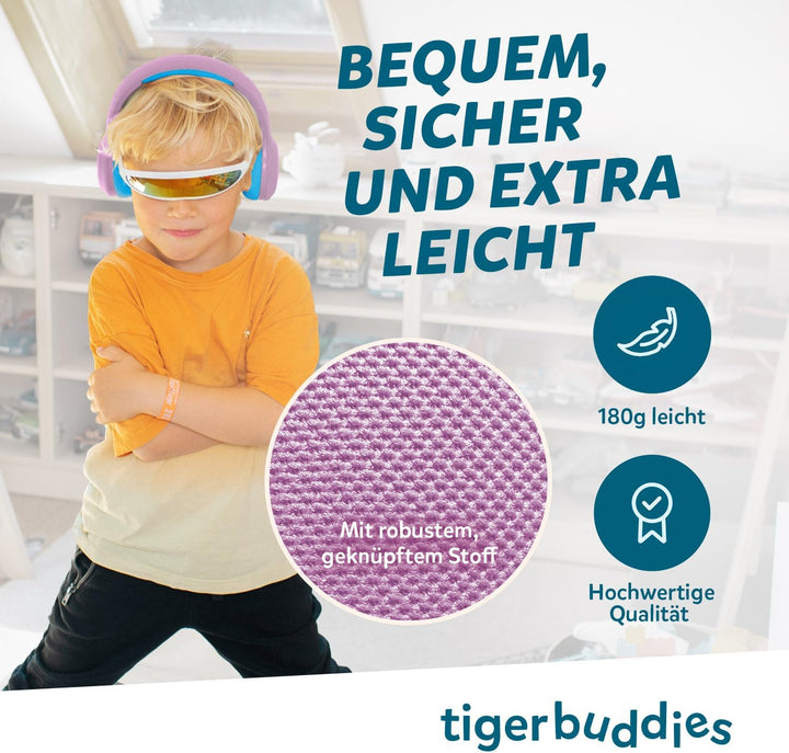 tigermedia tigerbuddies Bluetooth Kopfhörer Kinder | Faltbare Kinder Kopfhörer ab 4 Jahren | Mit Lau