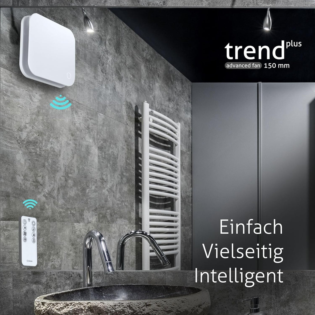 Turbionaire Trend Plus 150 WM Badlüfter 150 mm, Mit Fernbedienung – 7 Geschwindigkeiten + Boost, 30
