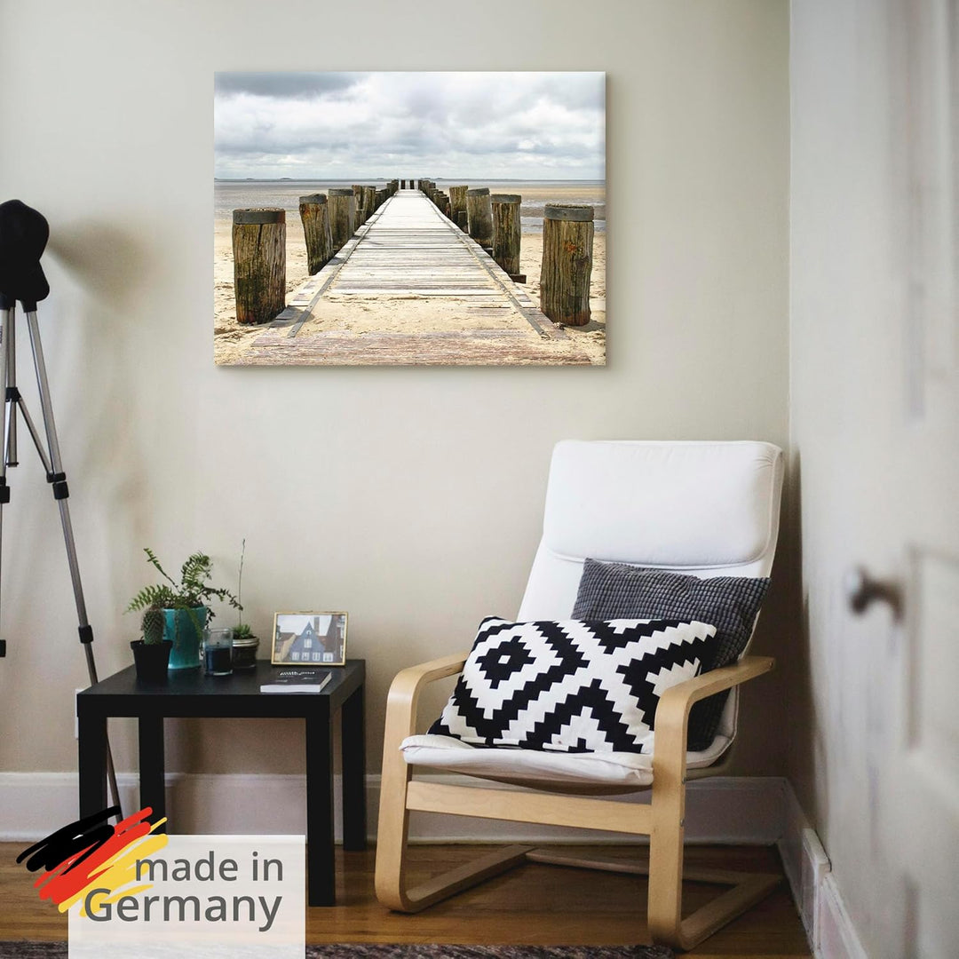 ARTland Leinwandbilder Wandbild Bild auf Leinwand 60x45 cm Landschaften Strand T9NK Steg Ins Watt 60
