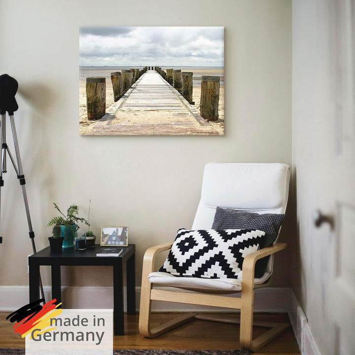 ARTland Leinwandbilder Wandbild Bild auf Leinwand 60x45 cm Landschaften Strand T9NK Steg Ins Watt 60