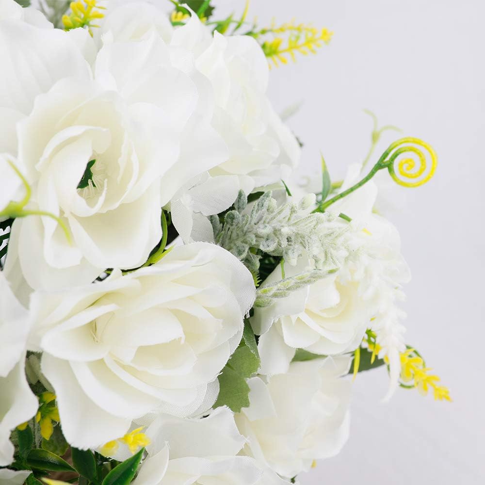 LESING Künstliche Blumen mit Vase Gefälschte Seidenblumen in Vase Gardenia Blumen Dekoration für Zuh