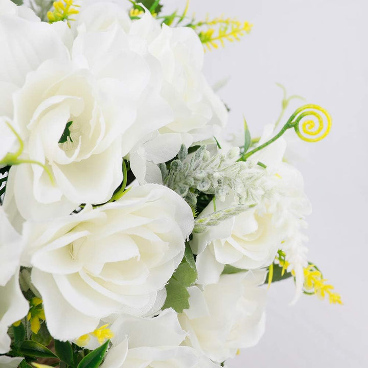 LESING Künstliche Blumen mit Vase Gefälschte Seidenblumen in Vase Gardenia Blumen Dekoration für Zuh