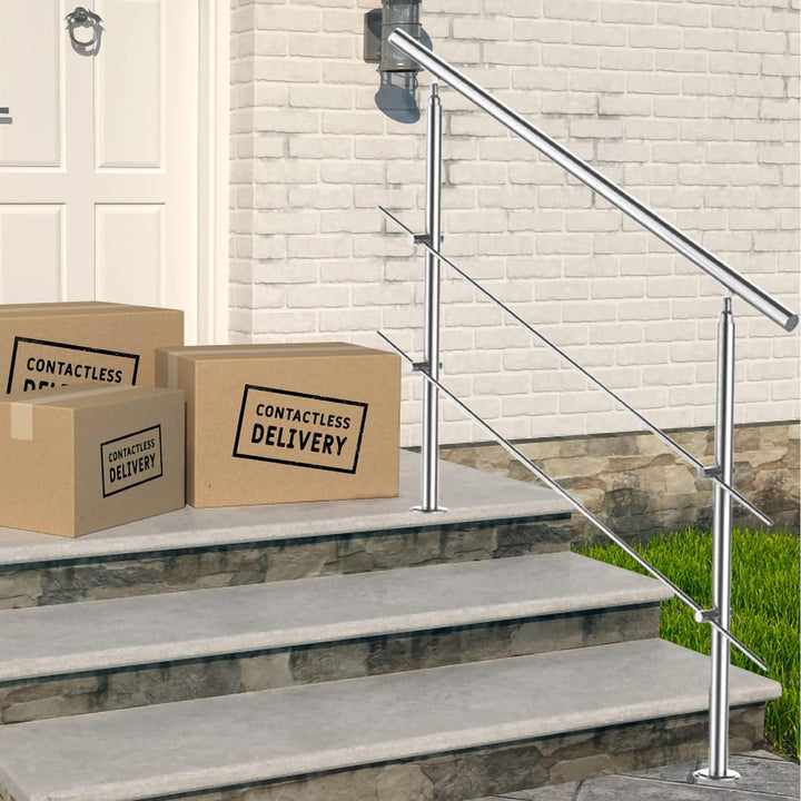 Tubiaz Edelstahl Handlauf Treppengeländer Geländer für Treppen Brüstung Balkon 80CM mit 2 Querstrebe