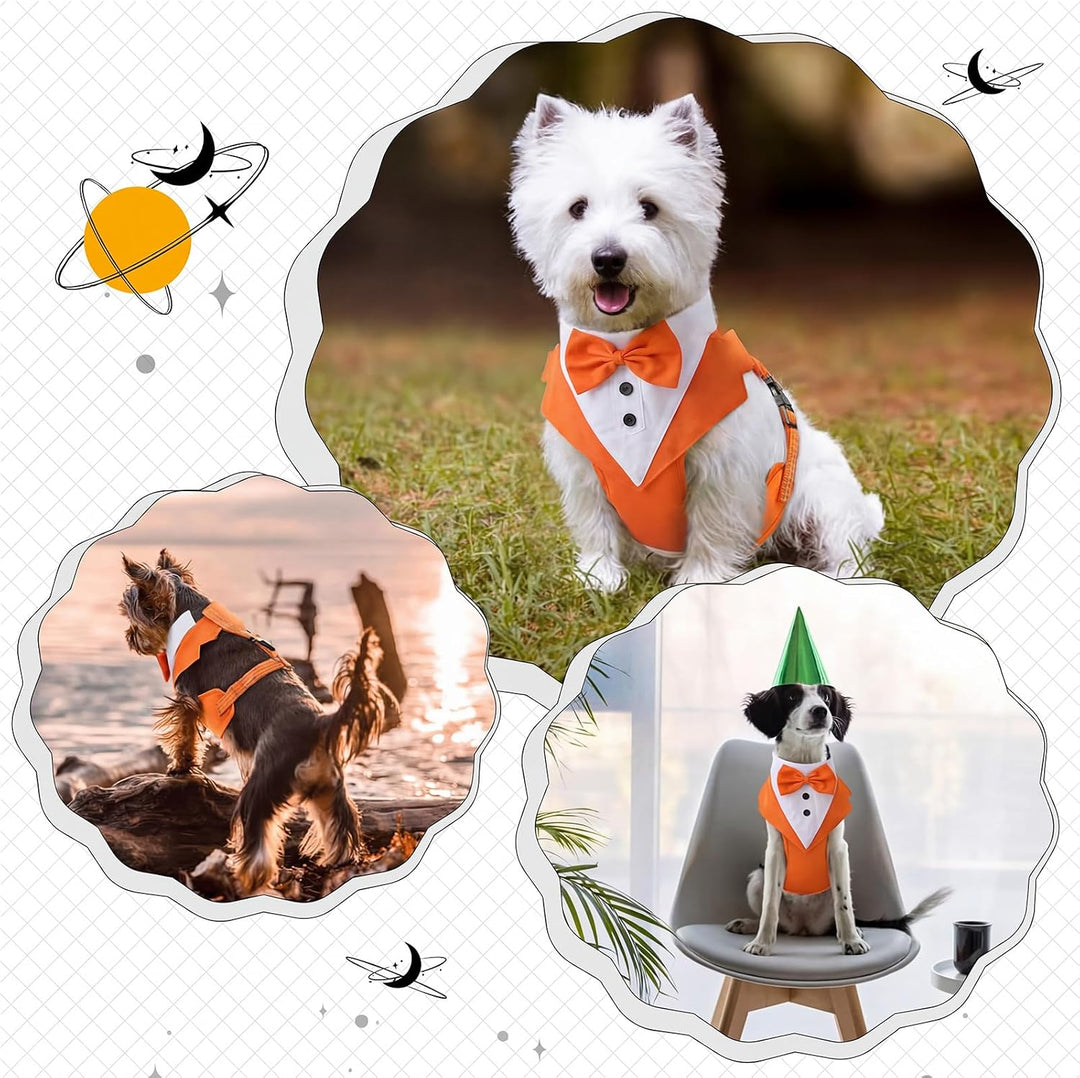 Smokinggeschirr, Hundeweste ohne Ziehen, formelles Welpengeschirr mit Fliege für Hochzeit, atmungsak