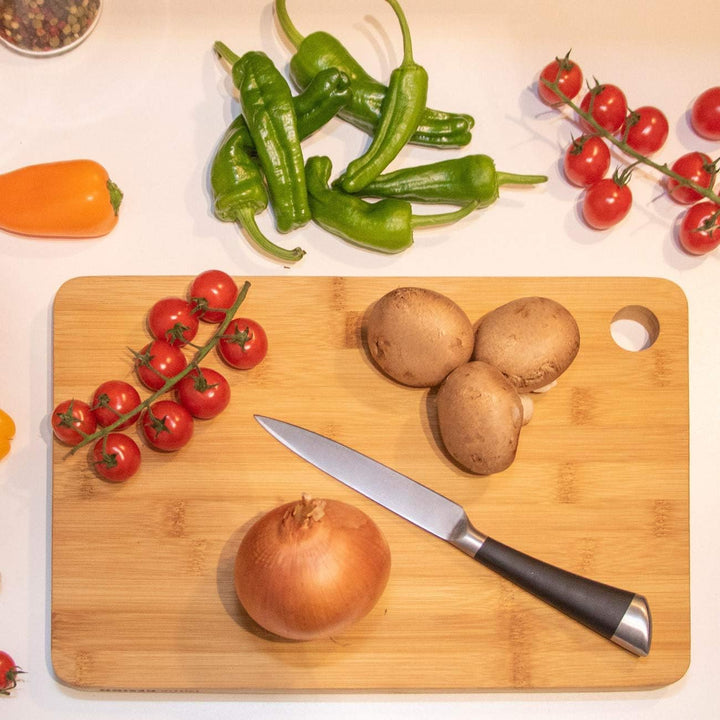 DuneDesign Steakteller aus Bambus 2er Set – massive Holz Steakbretter 33x23 cm, 2 cm dick – stilvoll