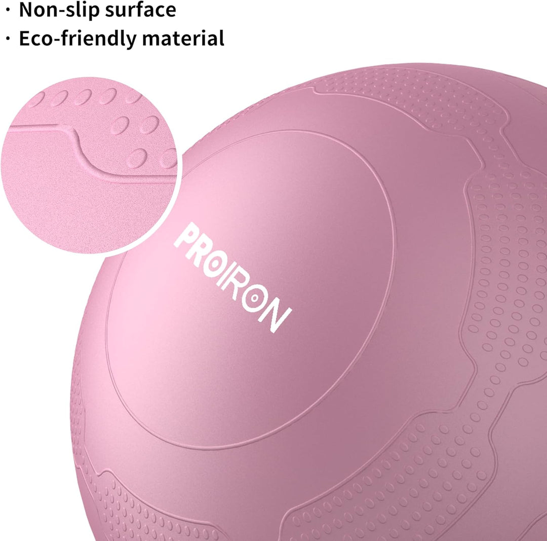 PROIRON Gymnastikball mit geprägtem Muster, Anti-Burst Sitzball 65cm, Pezziball mit Pumpe, Fitnessba