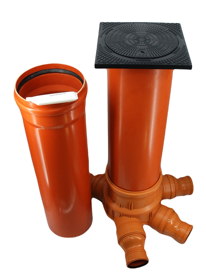 KG Kontrollschacht DN 315/1 x Ablauf DN160/125/110 3 x Zulauf DN160/125/110 Höhe 0,5m bis 2m Abwasse