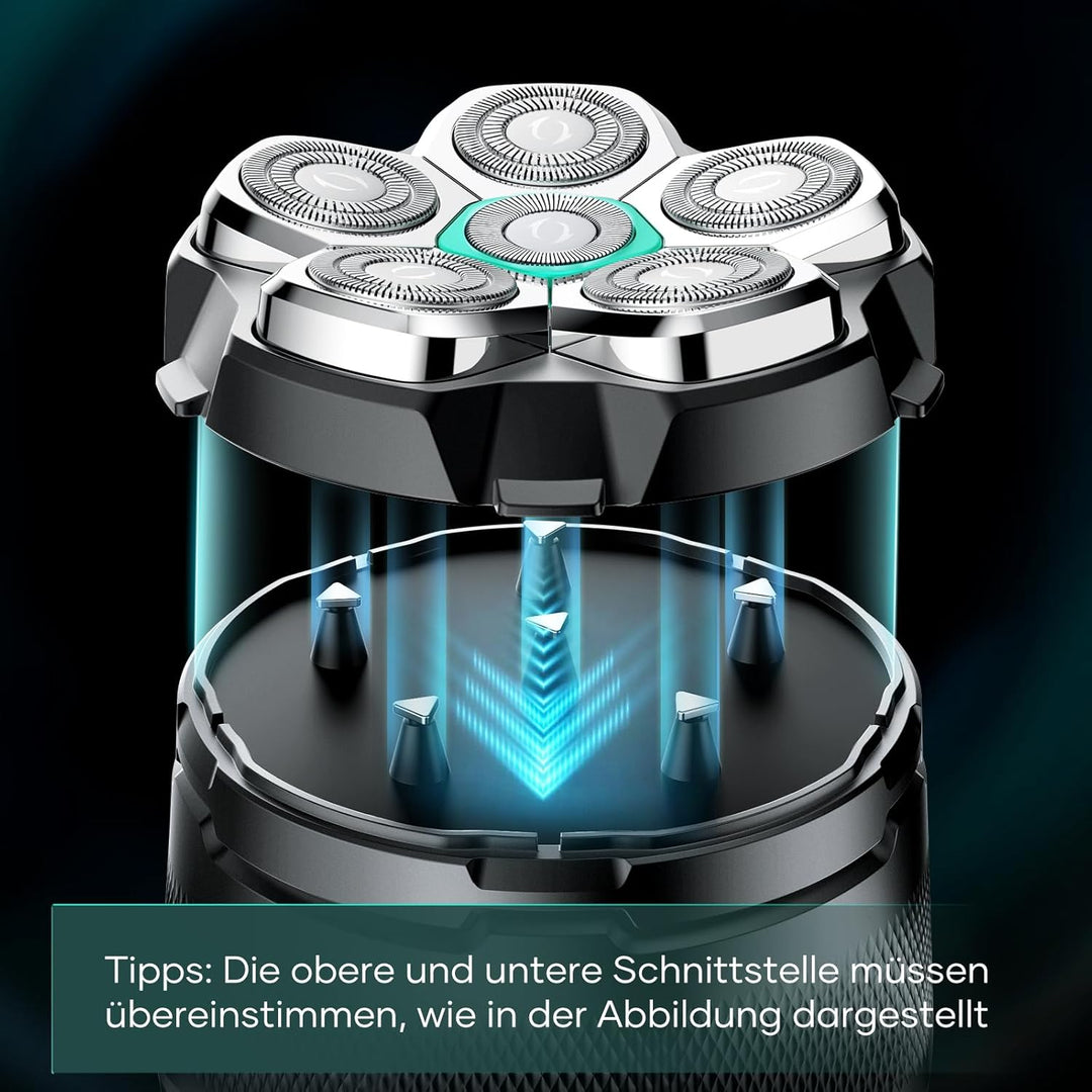 kensen 6D Glatzen Rasierer Herren, Kopfrasierer Glatze Wasserdicht Kopf Rasierer Herren Wiederauflad