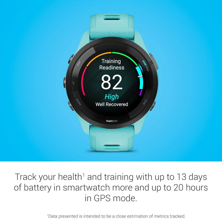 Garmin Forerunner 265 Running Smartwatch für Unisex, 46 mm Grösse, Aqua/Schwarz