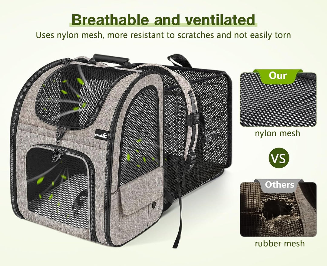 pecute Hunderucksack, Erweiterbar Faltbar, Katzenrucksack Grosse Katzen mit Anti-offener Reissversch