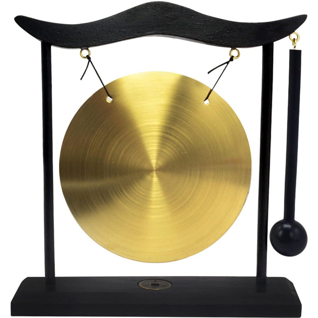 Feng Shui Messing-Gong Desktop Zen Art for Fortune + Gratis Red String Armband, Messing